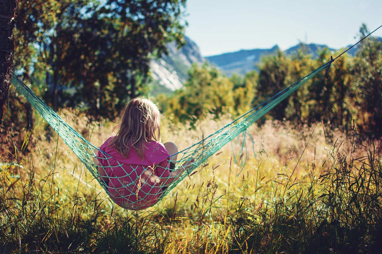 girl, norway, rise, mountain, nature, the nature of the, northern norway, summer, hammock, holiday