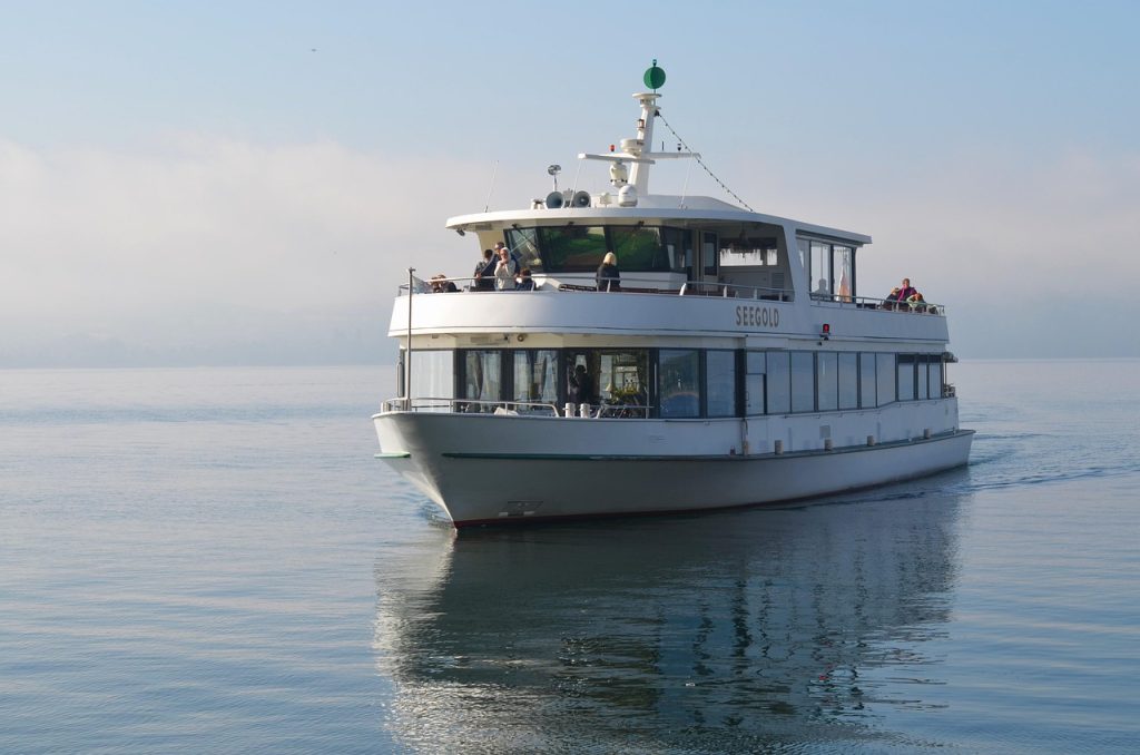 passenger ship, ship, sea, vehicle, transport, fall, nature, horizon, lake constance